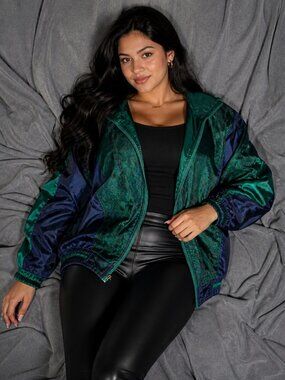 VTG Vintage Outbrook Men's Colorblock Parachute Bomber Jacket Size Medium